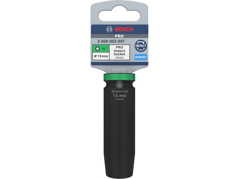 PRO Impact Socket Bosch, 1/2, 13mm, dolgi, 2608003047